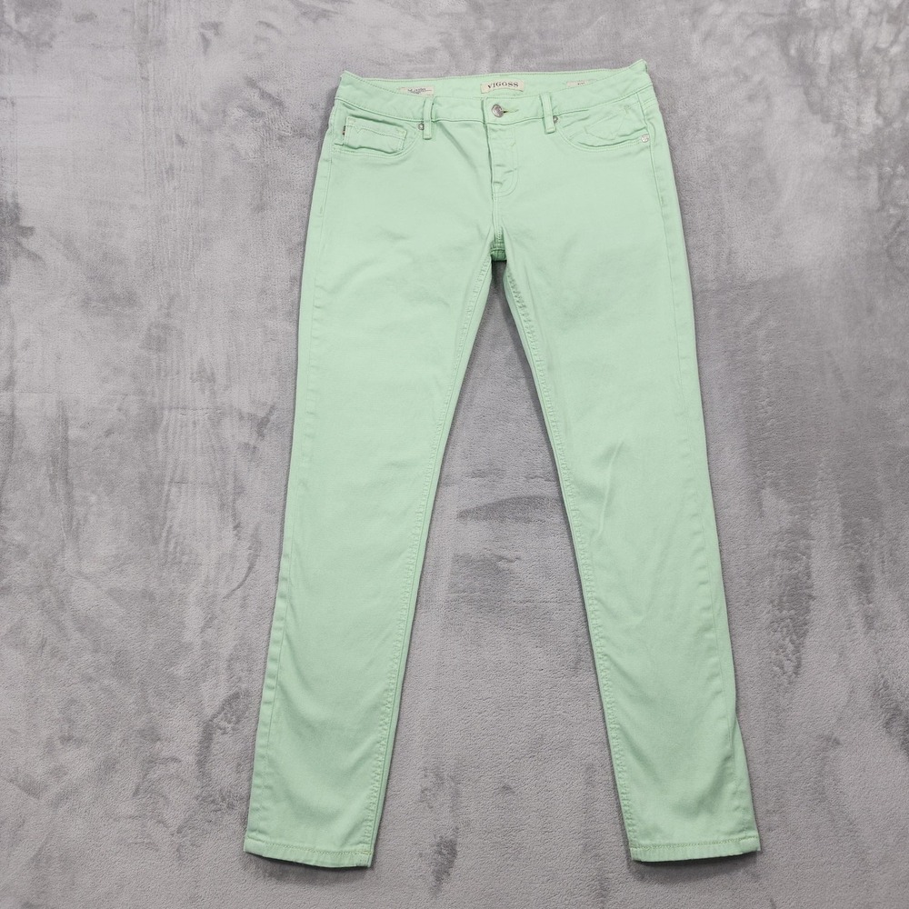 Vigoss Jeans Womens 9 Juniors Green The Jagger Skinny Low Rise Stretch Denim